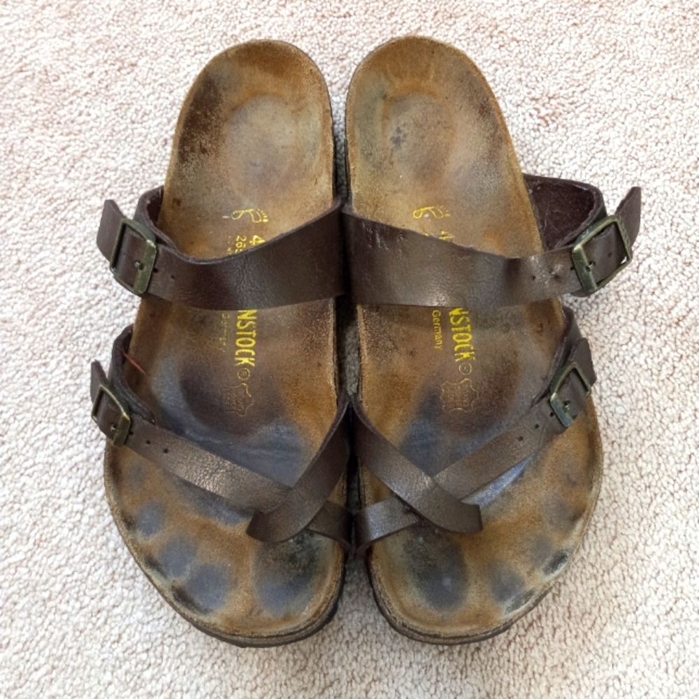 BIRKENSTOCK Wkmens Brown Leather Footbed Casual Everyday Shoes Size 41 L10 M8